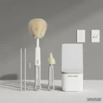 ست شیشه شور و نی شور سیلیکونی مدل Premium 4in1 رنگ طوسی