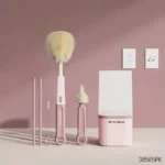 ست شیشه شور و نی شور سیلیکونی مدل Premium 4in1 رنگ صورتی