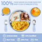 ست ظرف غذا سیلیکونی داخل استیل 7 تکه کودک