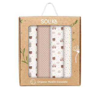 دستمال خشک کن نوزاد سلیکا وود Solika Wood تدی و ماشین بژ